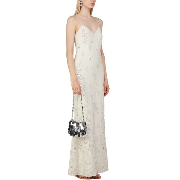 Self-Portrait White‎ Embellished V-neck Maxi Dress UK 6 (US2) - Picture 1 of 16